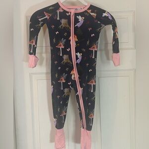 Bambo Sleepie fairies Pink and Black Footies One Piece Sz 12-18 m